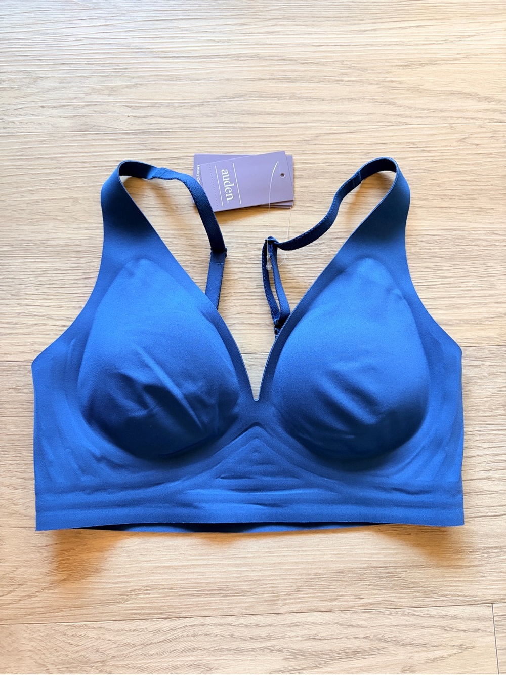 Auden Luxury Collection Luxe Stretch Unlined Longline Bralette Blue XS NWT